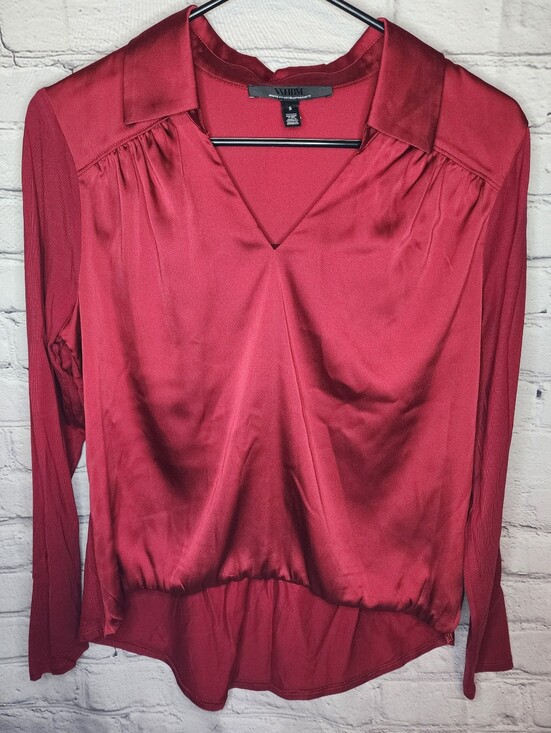 White House Black Market Tops - White House Black Market Red Satin Blouse
